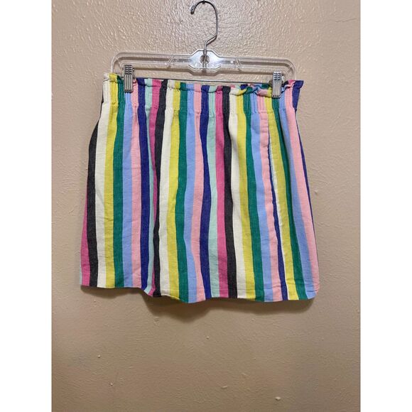 J. Crew Womens Colorful Striped Linen Blend Mini Skirt Pockets Casual - Picture 7 of 7